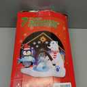 PARAYOYO 7.1FT Christmas Inflatable Polar Bear & Penguin Fishing Decoration, Christmas Blow Up Penguin Wear Scarf & Santa Hat and Polar Bear Inflatable Built-in 5 LED for Christmas Inflatables Outdoor