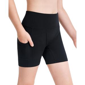 Stelle Girls 3"/4"/8" Bike Volleyball Shorts with Pockets Youth Athletic Yoga Dance Gymnastics Compression (12-13 Years, Black)