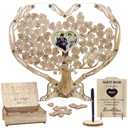 Rustic Wedding Guest Book, Heart Guest Book Alternative with Wooden Drop Box, Heart Wedding Decor for Party, Personalized Engagement Guestbook Reception