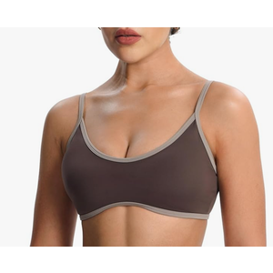Aoxjox Women's Color Block Workout Sports Bras Fitness Backless Padded Lexi Lined Strappy Bra Athletic Yoga Crop Tank Top L