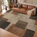 Easy Jute Outdoor Rug 9x12 Rug for Living Room Office, Brown-Orange