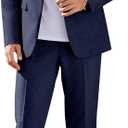 COOFANDY Men Suits Classic Fit 2 Piece Suit Set One Button Casual Blazer Wedding Bussiness Suit Separates (X-Large, Dark Blue)