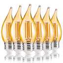 ALAMPEVER LED Chandelier Light Bulbs 40 Watt, Dimmable CA11 Candelabra LED Light Bulb, E26 Led Bulbs 2200K Warm White, Amber Glass, 6 Pack, 330LM