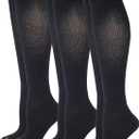 Dr. Motion Women's Compression Knee High Socks, 15-20 mmHg, 3 Pairs (9-11, Black)