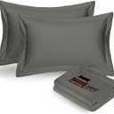 eBeddy Linens Full/Queen Dark Grey Pillow Shams Set - 20x30 Inch, Egyptian Cotton, 800-TC, Soft & Breathable with Envelope Closure - Premium, Durable, Elegant & Luxurious Bedding for Ultimate Comfort, Silver Grey