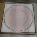 Pink scalloped charger plates with Gold rim, 13" Round Chargers for Dinner Plates, Set of 6 Plastic Plate Chargers for Weddings, Parties, Tabletop Decor.