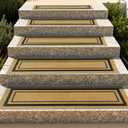 Outdoor Stair Treads for Wooden Steps, Non-Slip Rubber Brown Stair Runner Rugs, 2 Pcs 8.5" x 30" Heavy Duty Stair Mats for Outside Steps, Weatherproof Grip for Elders, Dogs & Kids, Black Border.