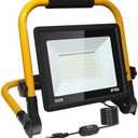 50W LED Flood Work Light 5500LM, 5000K Portable Construction Light with 16.5FT Cord & Switch, Adjustable Stand for Garage Workshop Job Site Repair, IP66 Waterproof