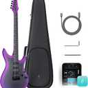 Enya Electric Guitar Inspire 39" Smart Electric Carbon Fiber Guitarra with 15W Wireless Speaker, 20 Distinct Tones, Onboard Presets, Charging Cable, Adjusting Wrench, and Gig Bag (Purple)