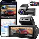 Dash Cam Front and Rear, UHD 4K Night Vision Dash Camera for Car with 3.2'' IPS Screen, 30FPS Dashcam Built-in GPS with App Control, 24H Parking Mode, G-Sensor