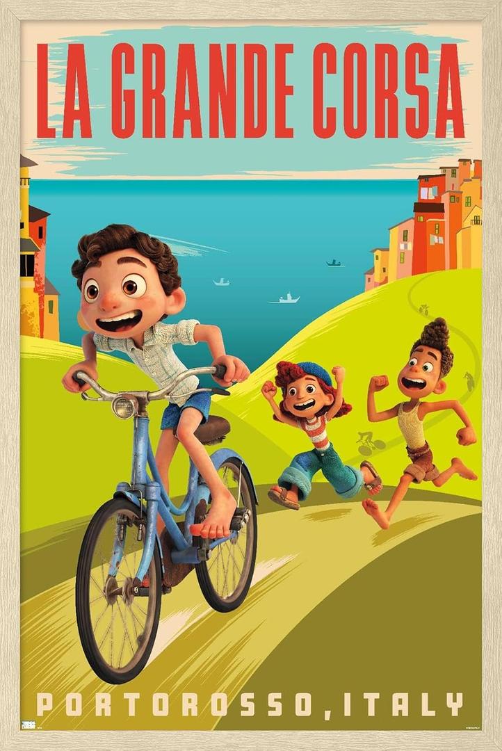 Trends International Disney Pixar Luca - La Grande Corsa Wall Poster, 22.4L x 14.7W, Blonde Framed Version