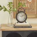 Deco 79 Metal Clock with Bell Style Top, 6" x 3" x 9", Brown