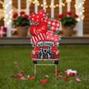 Frienda Valentine's Day Outdoor Yard Decorations 22.8 x 12.95 Inches Valentine' S Day Yard Stake Metal Welcome Sign Multiple Stacked Rustic Heart Truck Garden Stake for for Home Garden Lawn Porch