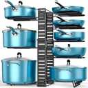 ORDORA Pots and Pans Organizer for Cabinet Expandable Height 11.65'' to 19", 8 Tier Pot Organizers Rack with 3 DIY Methods, Adjustable Pan Organizer under Cabinet Kitchen Organization and Storage
