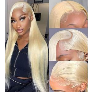 613 Lace Front Wig Human Hair 13x4 HD Transparent Straight Blonde Lace Front Wigs Pre Plucked Glueless Wigs 180% Density Blonde Lace Frontal Human Hair Wigs 20INCH