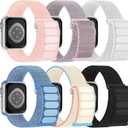 6 Pack Sport Nylon Loop Band Compatible with Apple Watch Bands 38mm 40mm 41mm 42mm 44mm 45mm 46mm 49mm for Women Men, Adjustable Breathable Braided Straps for iWatch Series 10/9/8/7/6/5/4/3/SE/Ultra (38/40/41mm/42mm(Series 10), Pink /Pink Sand/Reflective White/Lake Blue/Light Beige/Black)