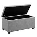 Amazon Basics Upholstered Rectangular Storage Ottoman and Entryway Bench, Polyester, Light Gray, 35.5"W x 16.5"D x 17"H