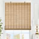 LazBlinds Cordless Bamboo Blinds, Roll Up Shades for Windows, Light Filtering Hanging Window Blinds, Bamboo Shades for Patio Indoor/ Outdoor Porch, 32'' W x 64'' H, Natural