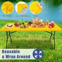 Moosfor Spandex 8 Foot Rectangle Table Cloth 2 Pack, Elastic Fitted Tablecloths for Picnic, Stretch Washable Patio Table Cover for Outdoor, Camping, Banquet and Parties (Yellow, 30"x96")