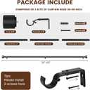 1 Diameter Matte Black Curtain Rod Itself is 30-60 inch 2 Pack, Fit 30 to 56 Windows with Heavy Duty Adjustable Telescopic RodSplicing Metal Extra Long Curtain Rod for Windows Sliding Glass Door
