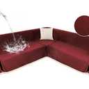 Waterproof Sectional Couch Covers Sectional Sofa Cover L Shaped Corner Sofa Slipcovers Blanket for Dogs Pets Washable Jacquard Quilted L Shape Furniture Protector (75x252 in, Wine Red)