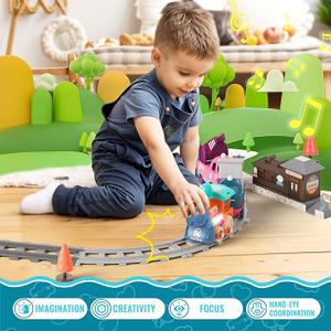 Electric Train Set for Toddlers & Kids w/Music, Lights & Tracks - First Choo Choo Train, Magnetic Connection, Birthday Gifts for Boys and Girls