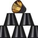 Aspen Creative 32210-6, Hardback Empire Transitional Clip-On Chandelier Shade, Black w/Gold inside, Washi Paper, 3" Top x 6" Bottom x 5" Slant, Set Of 6