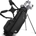 Golf Stand Bag with Cooler Pocket, Lightweight Sunday Carry Bag with Glove Patch & Tee Holder, Portable for Driving Range & Par 3 Course, Men & Women