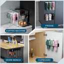 Magnetic Stanley Cup Holder with 6 Hook Rack, Tumbler Organizer for Fridge, Water Bottle Organizer for Stanley 30&40 oz, Stanley Cup Accessories for Kitchen Cabinet, 3 Pack Black