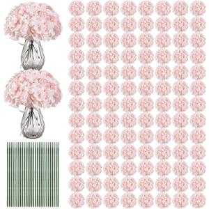Auihiay 204Pcs Pink Hydrangea Artificial Flowers Bulk, Silk Hydrangeas