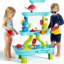 4 -Tier Kids Sand and Water Table for Toddlers - Outdoor Water Sand Play Table Toys for Boys Girls, Summer Splash Activity Sensory Table Party Birthday Gift for Kids 3-5 6-12