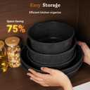 15Pcs Pots and Pans Set Non Stick, Cookware Sets with Detachable Handle, Nonstick RV Kitchen Cooking Tools Removable Handles, Oven Safe, Induction Fast, Stackable Induction Cookware,Black