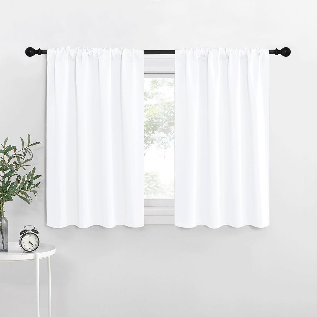 NICETOWN RV Curtains for Camper Windows, White Curtains for Kitchen Window, Home Decoration Light Filtering Drapes for Small Window (34" Wide by 30" Long, 1 Pair)