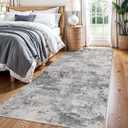 2x8 Runner Rug Washable Abstract: Non Slip Runners for Hallway Kitchen - Soft Low Pile Stain Resistant Thin Carpet - Modern Home Decor for Contemporary Style Lover Pet Owner 2x8 Black Grey