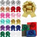 24 pcs Pull Bow Glitter Gift Wrapping Ribbon Bow Metallic Holiday 6inchs Adhesive Gift Bows for Wedding Present Warp Christmas Wedding Baskets Valentine Easter Party (24Pcs-Mix Colors-I)