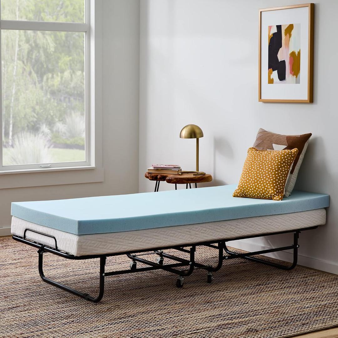 Linenspa Memory Foam Mattress Topper, Small Twin Size - 3 Inch Gel Infused Memory Foam - Plush Feel - Cooling and Pressure Relieving - CertiPUR Certified, Cot