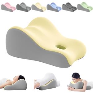 Natural Latex Pillow for Adults - Ergonomic Support for Maternity, Home & Couples, Multi-Functional for Sleeping, Lounging, Reading, Removable Washable Cover (Yellow)