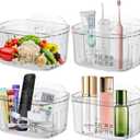 4 Pcs Acrylic Wall Mounted Storage Bins,Clear Hanging Baskets,Adhesive Cabinet Door Organizer Space-Saving,Wall-Mounted Transparent Containers for Kitchen Makeup Bathroom Pantry
