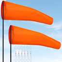 Shimeyao 2 Pcs 18 x 60 Inches Heavy-Duty 420d Nylon Windsock UV & Weather Resistant Wind Sock for Outside with Dual Swivel Clips for Airport Runway, Helipad, and Industrial Sites