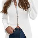 Saodimallsu Womens Ribbed Long Sleeve Sweater Tops Button Up Crewneck Slim Fitted Cardigans Sexy Going Out Knit Shirts M