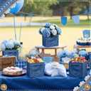 6 x 6 Pack Blue Jean Baby Shower Centerpieces for Table Baby Shower Flower Boxes Denim Jean Decorative Boxes Snack Food Holder for Denim and Diamonds Theme Celebration Party Supplies