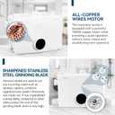 1500W Macerator Pump for Conventional Toilet with A Bottom Outlet Toilet Pump Upflush to 32.8FT 2800GPH Utility Sink Pump 4 Water Inlets 2 Outlets Macerating Toilet System for Toilet Shower Kitchen