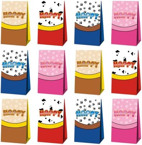 OUSHISS 12pcs Cartoon Dog Birthday Candy Bags Blue Dog Boxes for Blue CartoonDog Theme Birthday Party Favors Bags Shower Decorations