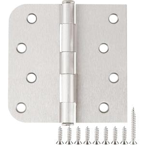 3 Pack Heavy Duty Satin Nickel Door Hinges 4 Inch Square Rounded and 5/8" Radius Corners Interior or Exterior Residential Door Hardware