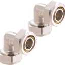 2PC 3/4 Elbow Air Piping Fittings, Brass-Nickel Plated, 200PSI, Air Fittings For Shop Garage Compressed Air line System Kit