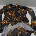 GothDark Womens Floral Maxi Dress Sheer Mesh Bell Sleeve Tiered Ruffle Gothic Romantic Casual Long Dresses Multicolor, Size M