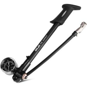 Giyo High Pressure Shock Pump, (300 PSI Max) for Fork & Rear Suspension, Lever Lock on Nozzle No Air Loss (Black)
