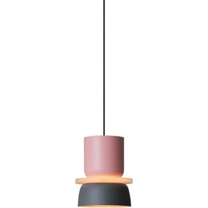 Nordic Modern Pendant Light,Colorful Pendant Light Fixture,Pink Hanging Light Fixture for Bedroom, Macaron Aluminum Finish, Mid Century Hanging Light for Kitchen Island, Dining Room, Size S
