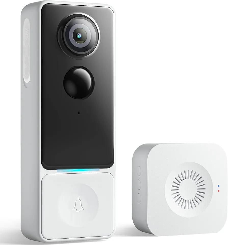 3MP Camera Doorbell Camera Wireless Video Doorbell 2K HD- No Subscription Required, Free Human Motion Detection, Package Detection, Battery Powered, Works with Alexa &Google Assistant,2.4GHz WiFi Only
