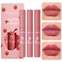 3Pcs Matte Lipstick for Women, Rose Red Nude Liquid Lipstick Makeup, Long Lasting High Impact Color, Velvet Air Moisture Smooth Crayon Lip Stain, Non-Stick Cup Waterproof Lip Gloss, Up to 24H Wear